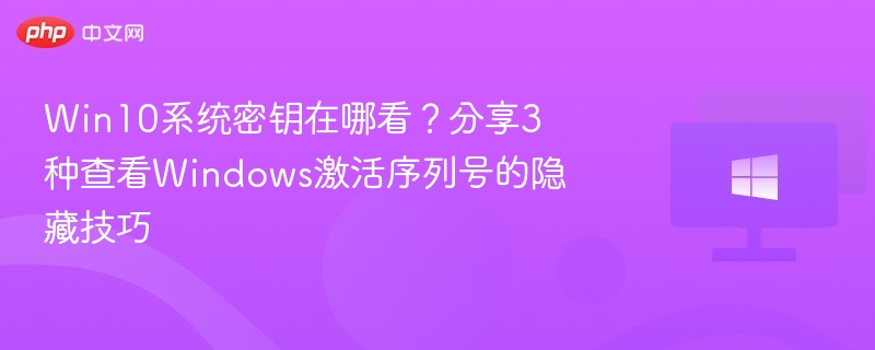 Win10系统密钥在哪看？分享3种查看Windows激活序列号的隐藏技巧