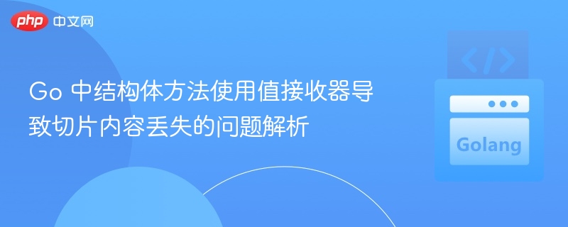 Go 中结构体方法使用值接收器导致切片内容丢失的问题解析
