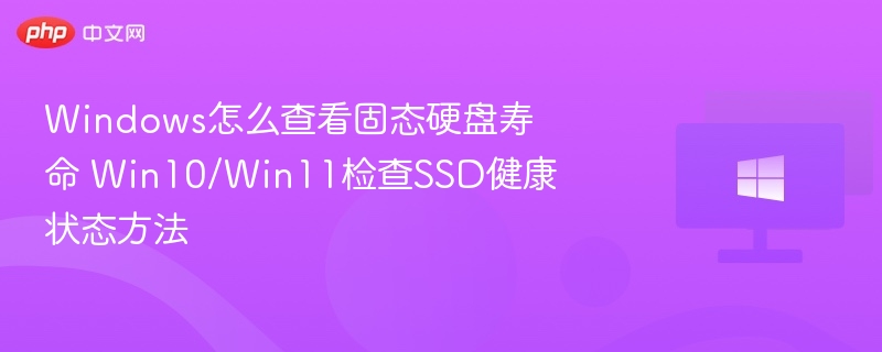 Windows怎么查看固态硬盘寿命 Win10/Win11检查SSD健康状态方法