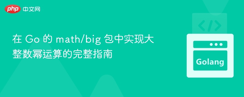 在 Go 的 math/big 包中实现大整数幂运算的完整指南
