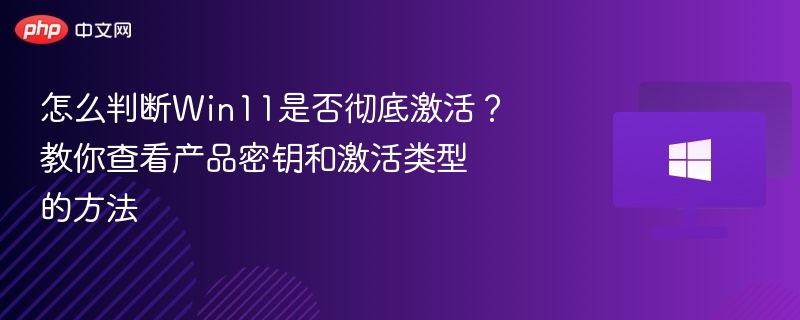 怎么判断Win11是否彻底激活？教你查看产品密钥和激活类型的方法