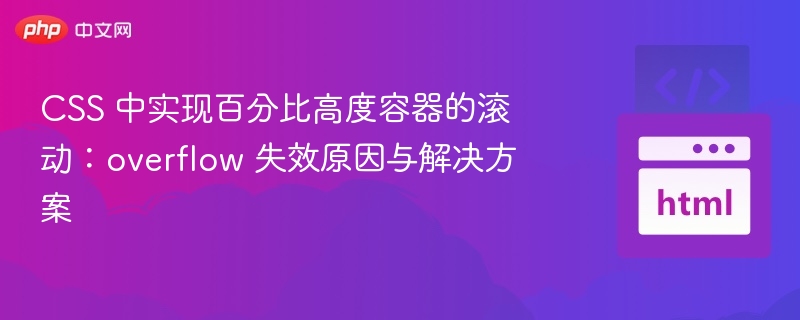 CSS 中实现百分比高度容器的滚动:overflow 失效原因与解决方案