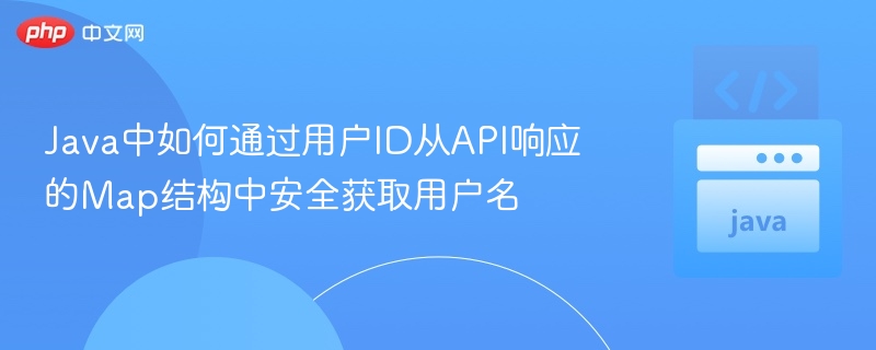 Java中如何通过用户ID从API响应的Map结构中安全获取用户名

