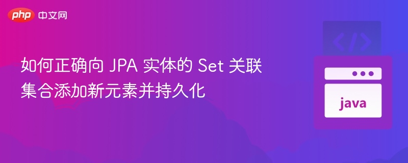 如何正确向 JPA 实体的 Set 关联集合添加新元素并持久化
