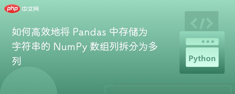 如何高效地将 Pandas 中存储为字符串的 NumPy 数组列拆分为多列