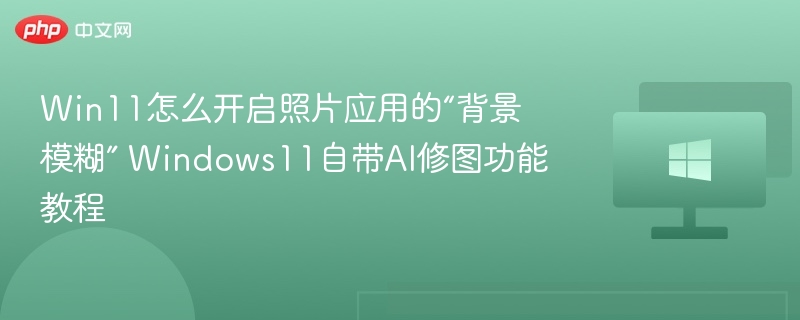 Win11怎么开启照片应用的“背景模糊” Windows11自带AI修图功能教程