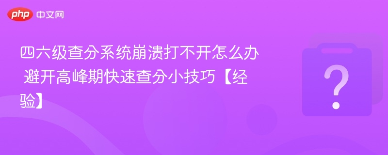 四六级查分系统崩溃打不开怎么办 避开高峰期快速查分小技巧【经验】