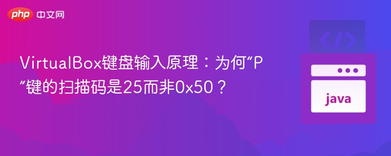 VirtualBox键盘输入原理：为何“P”键的扫描码是25而非0x50？
