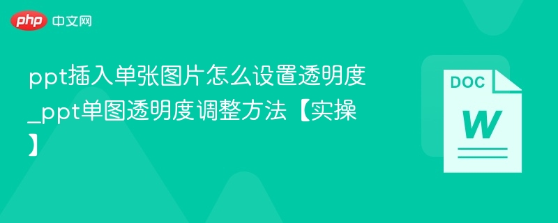 ppt插入单张图片怎么设置透明度_ppt单图透明度调整方法【实操】