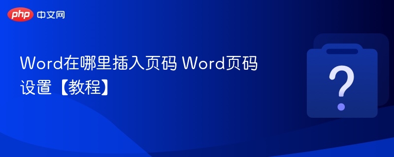 Word在哪里插入页码 Word页码设置【教程】