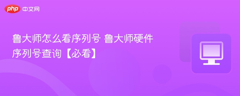 鲁大师怎么看序列号 鲁大师硬件序列号查询【必看】