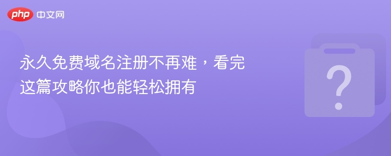 永久免费域名注册不再难,看完这篇攻略你也能轻松拥有