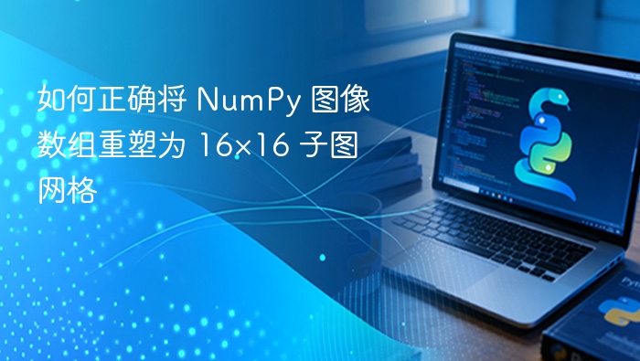 如何正确将 NumPy 图像数组重塑为 16×16 子图网格
