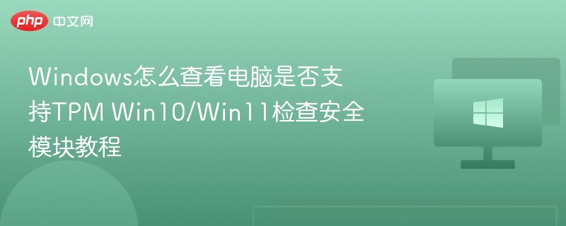Windows怎么查看电脑是否支持TPM Win10/Win11检查安全模块教程