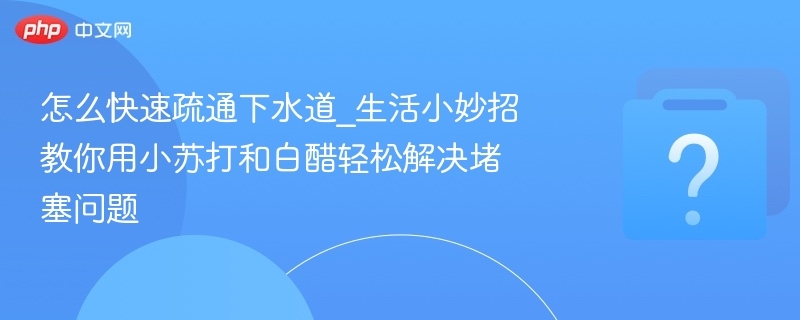 怎么快速疏通下水道_生活小妙招教你用小苏打和白醋轻松解决堵塞问题