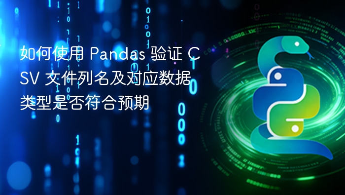 如何使用 Pandas 验证 CSV 文件列名及对应数据类型是否符合预期
