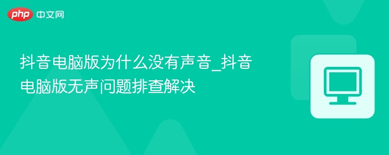 抖音电脑版为什么没有声音_抖音电脑版无声问题排查解决
