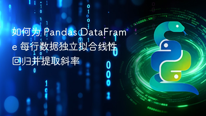如何为 Pandas DataFrame 每行数据独立拟合线性回归并提取斜率
