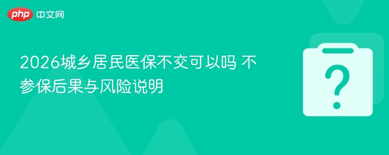 2026城乡居民医保不交可以吗 不参保后果与风险说明