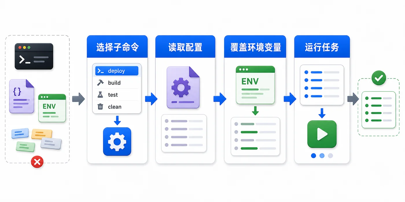 Python argparse 子命令读取配置并用环境变量覆盖后运行任务的流程