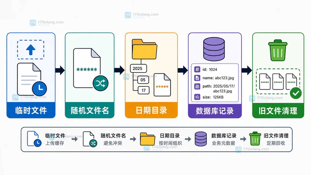 PHP 上传文件存储模型，从临时目录、随机文件名、日期目录、数据库记录到旧文件清理