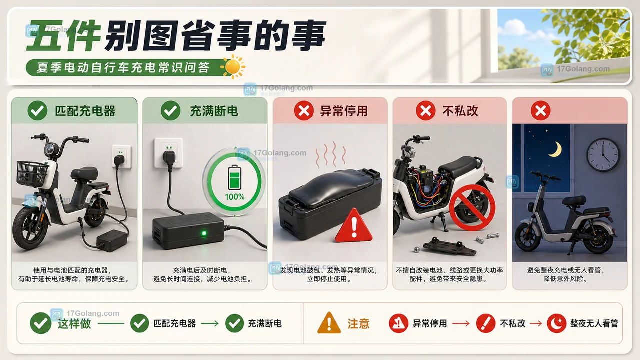 夏天电动自行车怎么充电更安全？这 5 件事别图省事