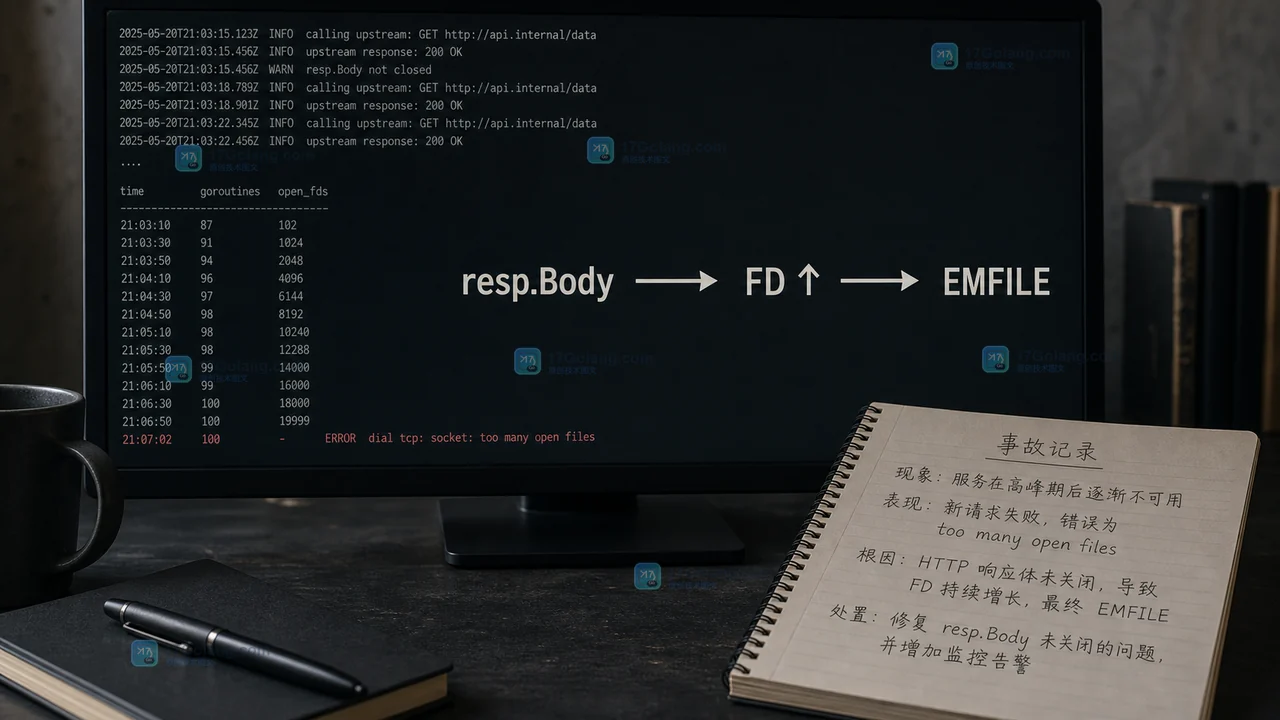 Go 服务报 too many open files 怎么办：从 FD 增长定位到修复与回退