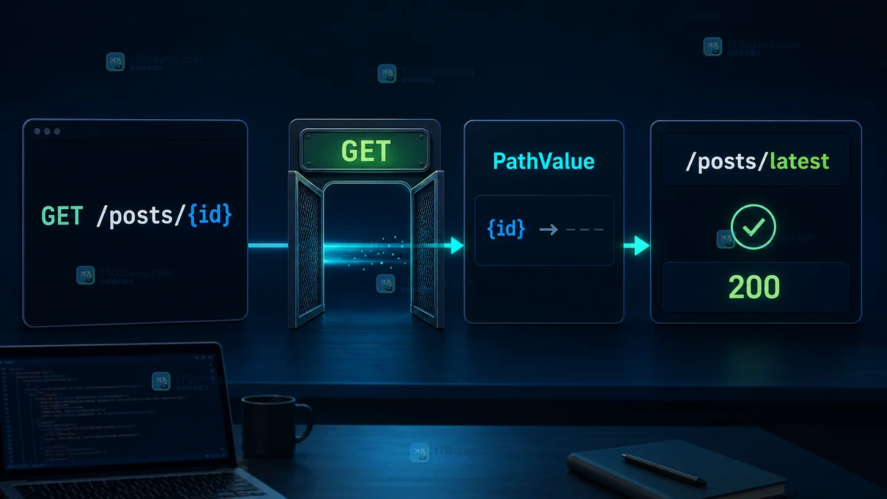 Go 1.22 ServeMux 使用 GET posts 通配符和 PathValue 取参数,静态 latest 路由优先的工程证据场景