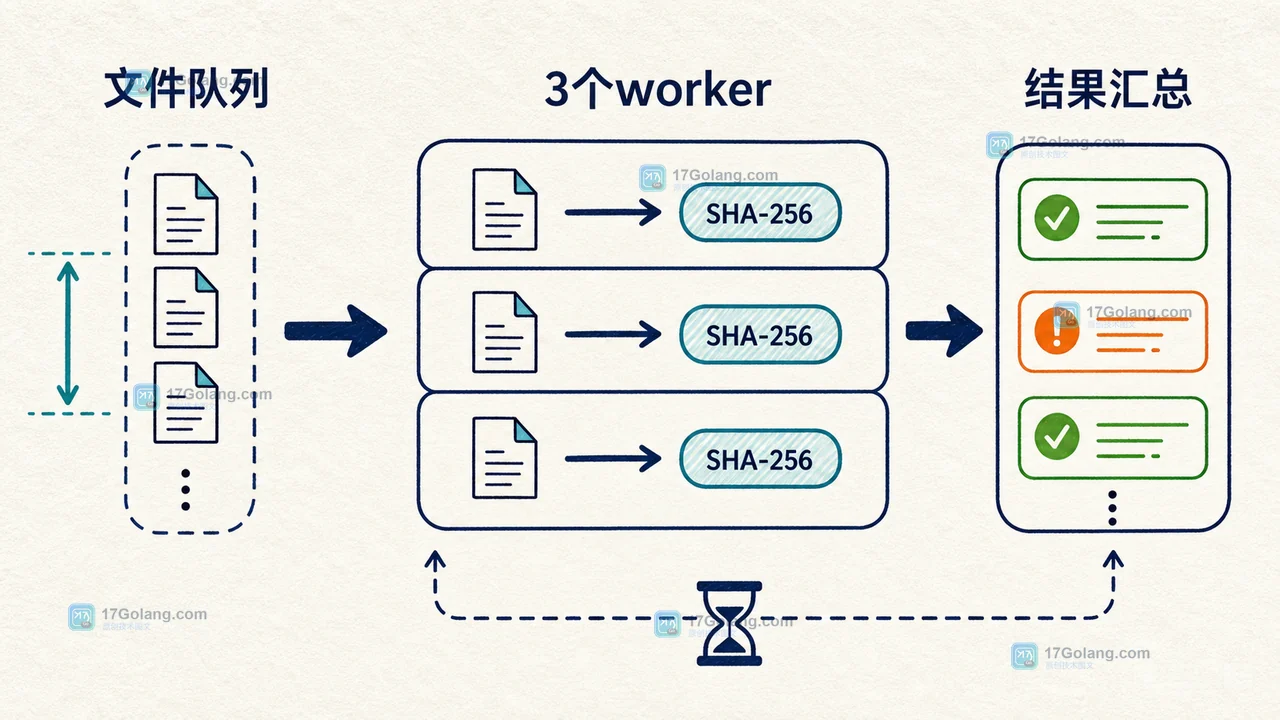 Go 批量算文件 SHA-256 时怎么优雅取消：做一个有并发上限的哈希小工具