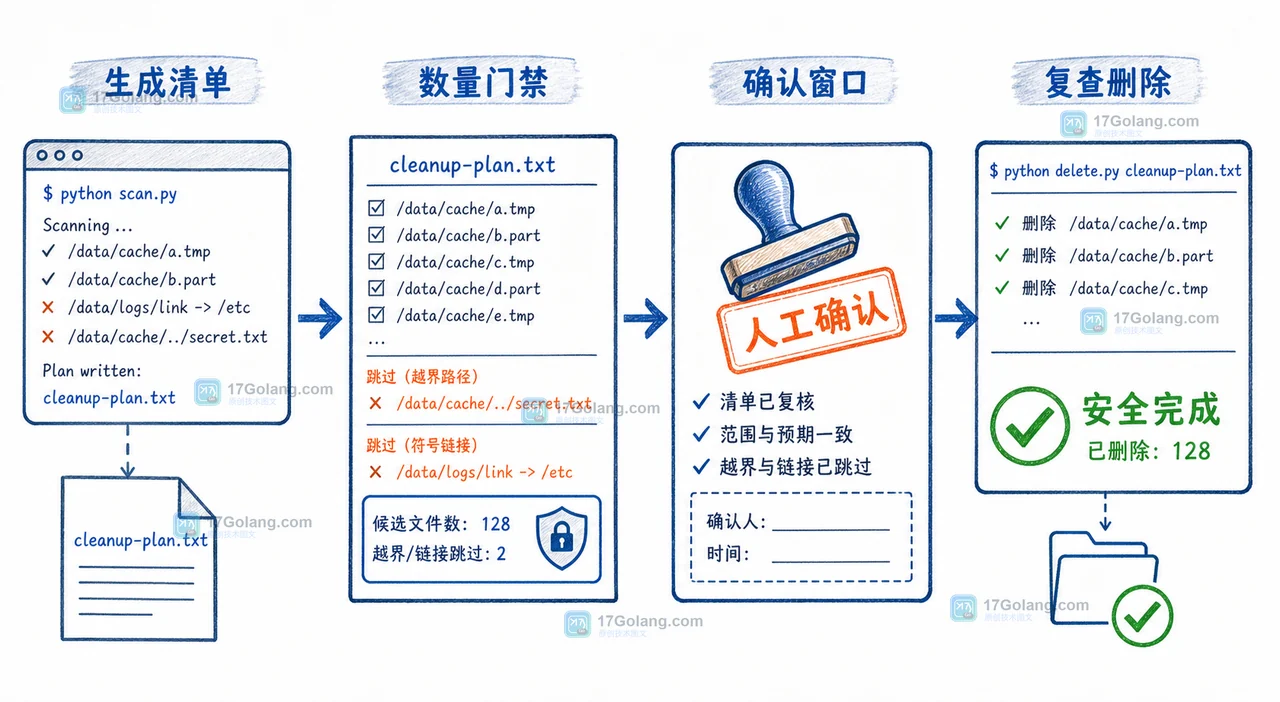 Python pathlib 批量清理临时文件：后缀、修改时间和目录边界这样校验