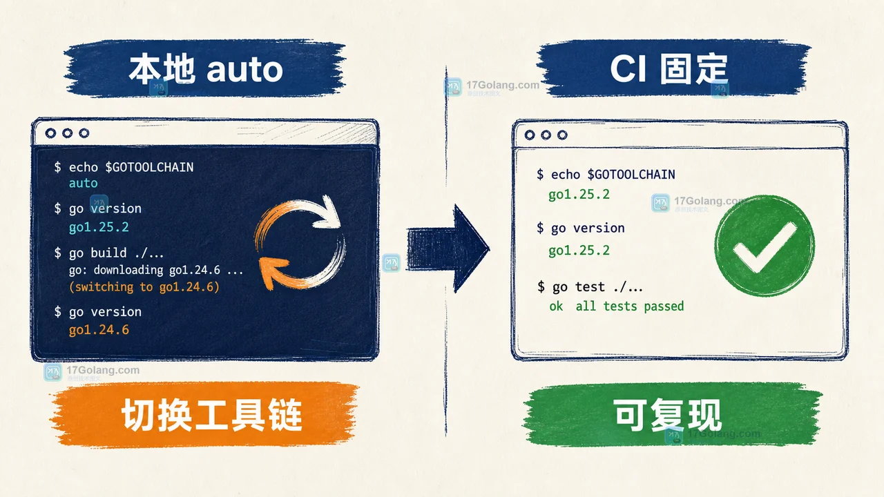 Go 工具链自动升级值得开吗：GOTOOLCHAIN、go 指令与 CI 可复现性的取舍