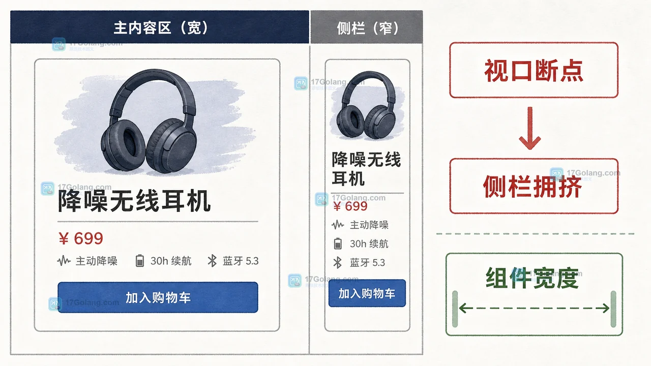 CSS 容器查询实现响应式卡片：container-type 与 @container 的最小配方