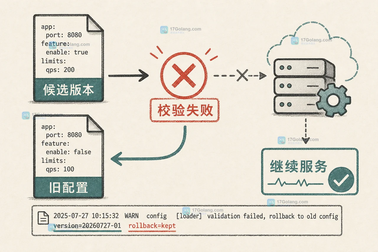 Go 配置更新失败时从候选版本回到旧版本的校验与回滚路径