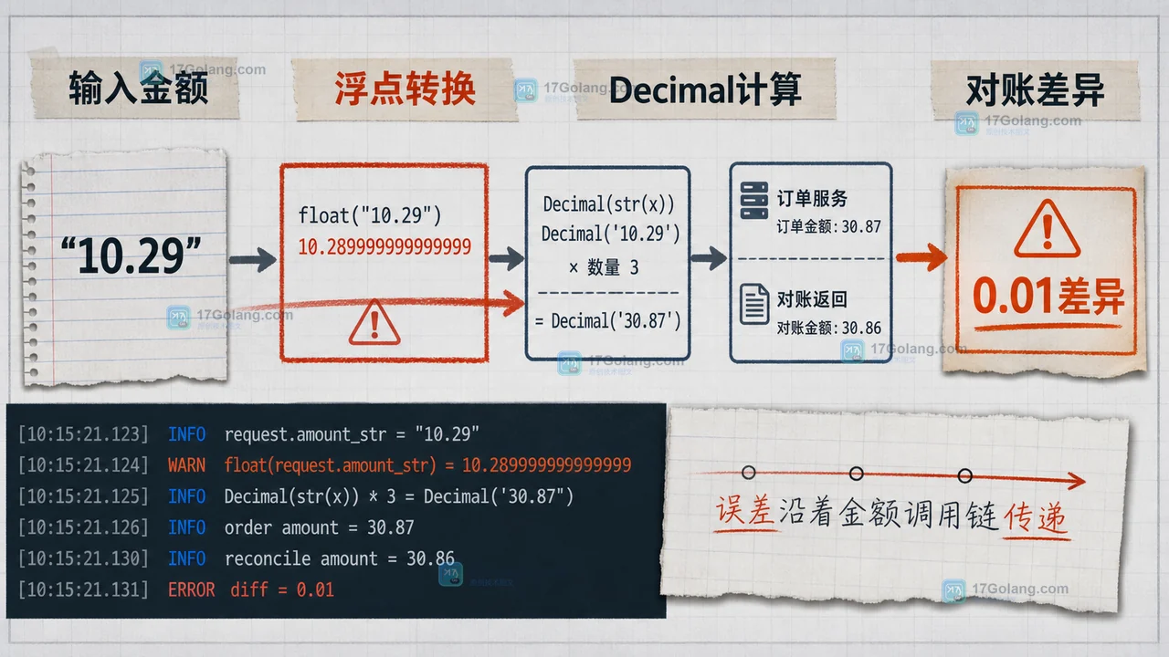 Python Decimal 金额为什么多出 0.01：quantize、ROUND_HALF_UP 与浮点输入排查