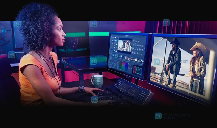 Blackmagic Design 官方 DaVinci Resolve 产品素材展示 Color 调色工作区,说明桌面端版本检查场景