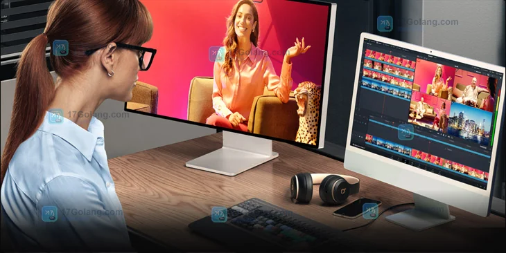 Blackmagic Design 官方 DaVinci Resolve 产品素材展示桌面剪辑工作区,说明客户端剪辑路径