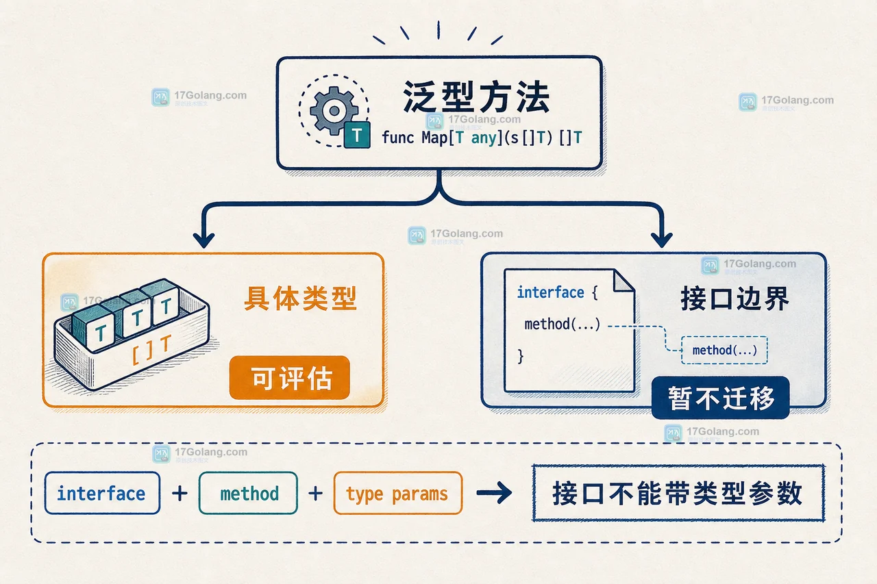 Go 1.27 泛型方法迁移判断中具体类型与接口边界的分流检查