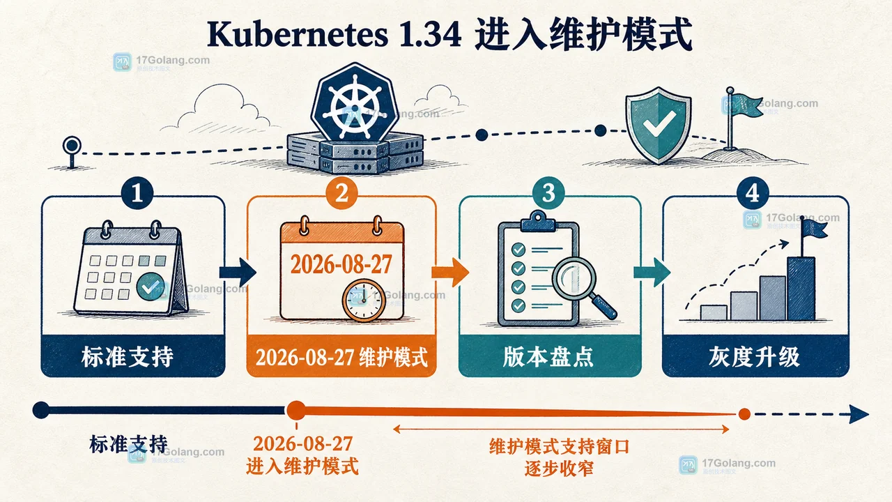 Kubernetes 1.34 从标准补丁支持进入维护模式,再到生命周期结束的时间窗口与检查动作