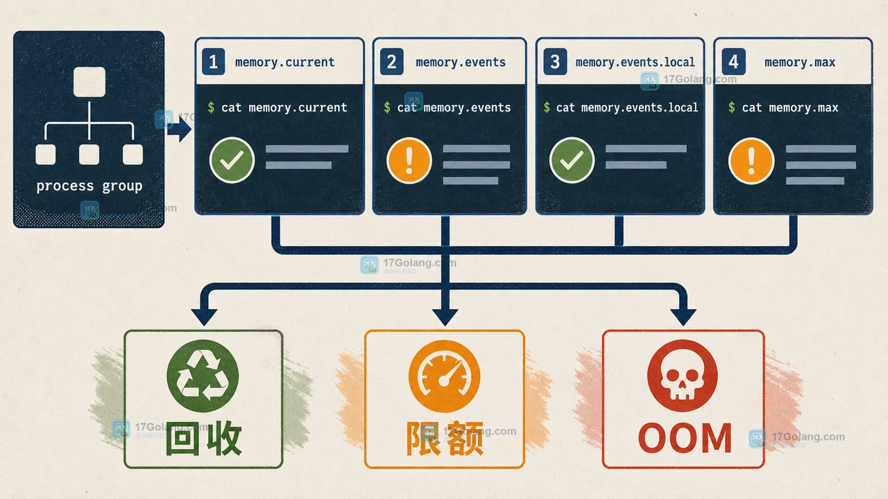 Linux cgroup v2 memory.events 怎么看：区分回收、限额与 OOM 的证据链