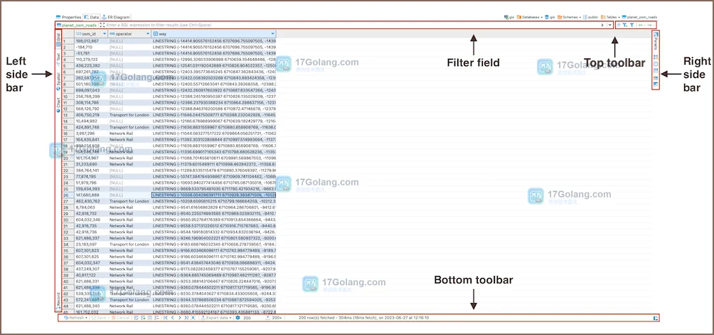 DBeaver Data Editor 带过滤字段和结果网格的真实界面