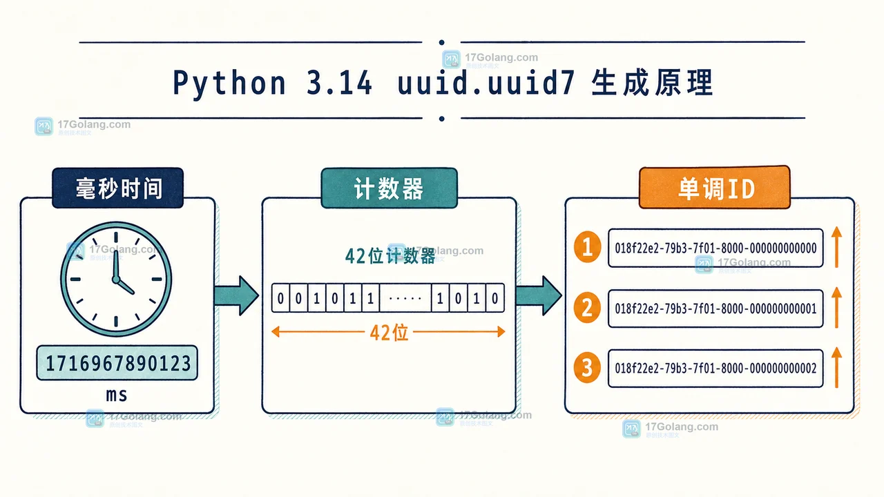 Python uuid.uuid7 的毫秒时间与计数器共同形成时间有序 ID