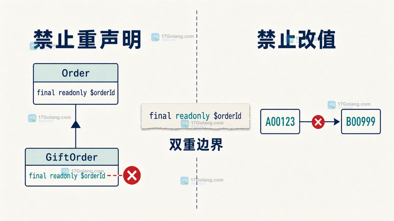 PHP 8.5 final 属性与 readonly 状态约束的允许和禁止动作对比