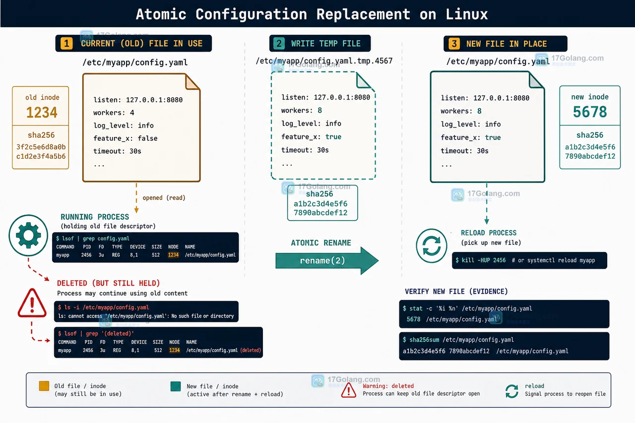 Linux 文件复制后用 inode、sha256sum 和进程打开文件三步验收