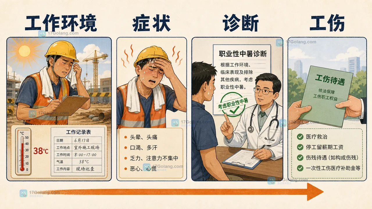 工作中暑判断路径:工作环境、症状表现、职业性中暑诊断与工伤待遇