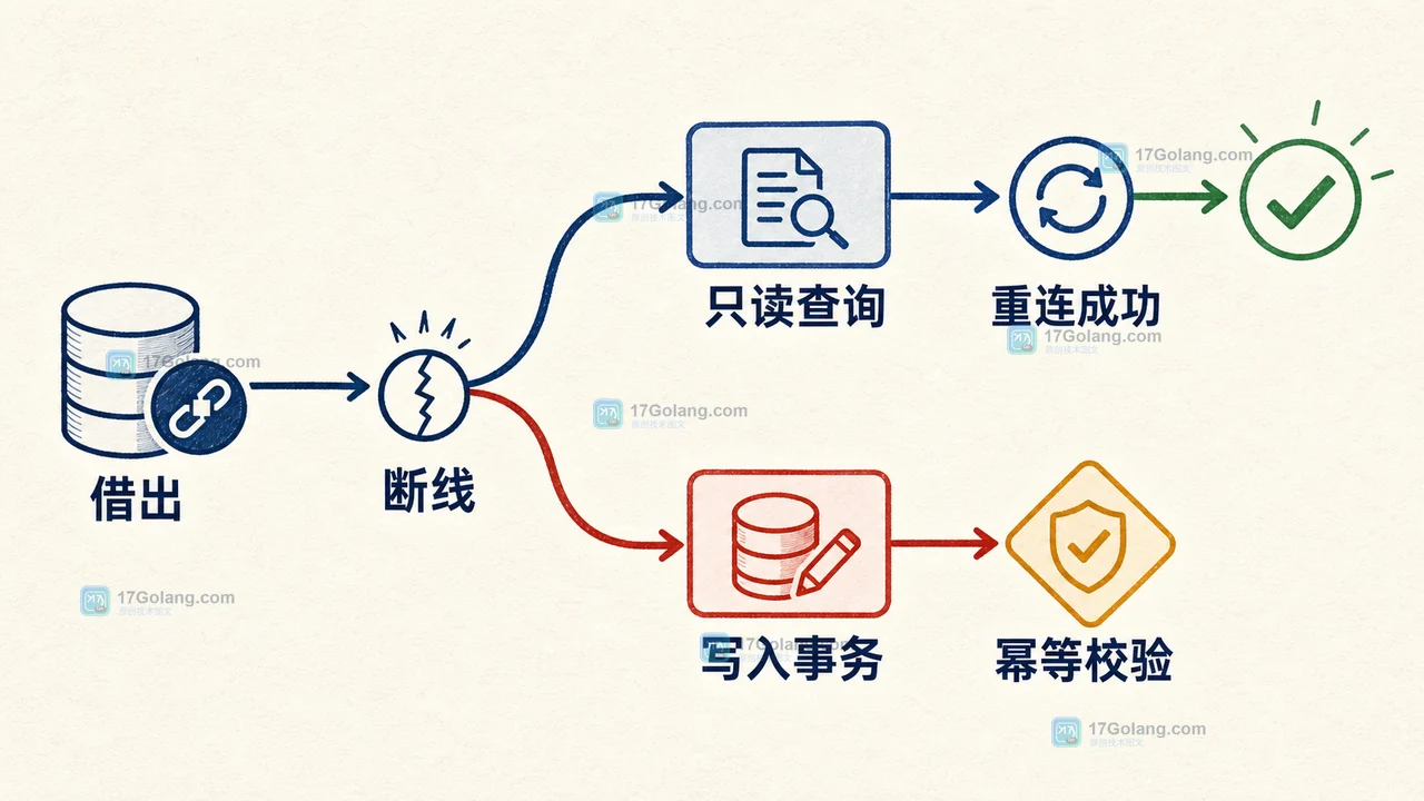 MySQL 断线重连边界：借出前校验、可重放查询与已提交事务之间的决策路径