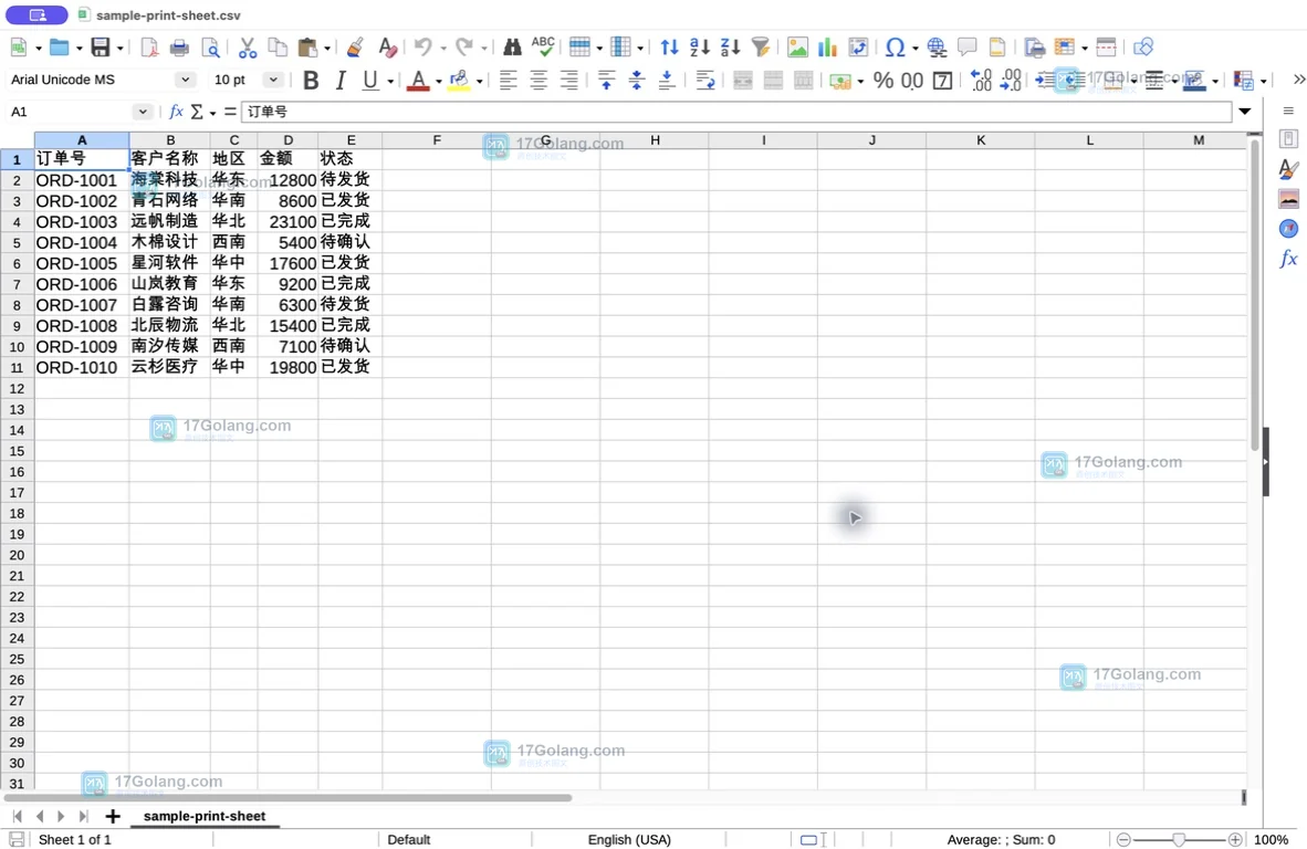 LibreOffice Calc 工作表中的表头与数据行
