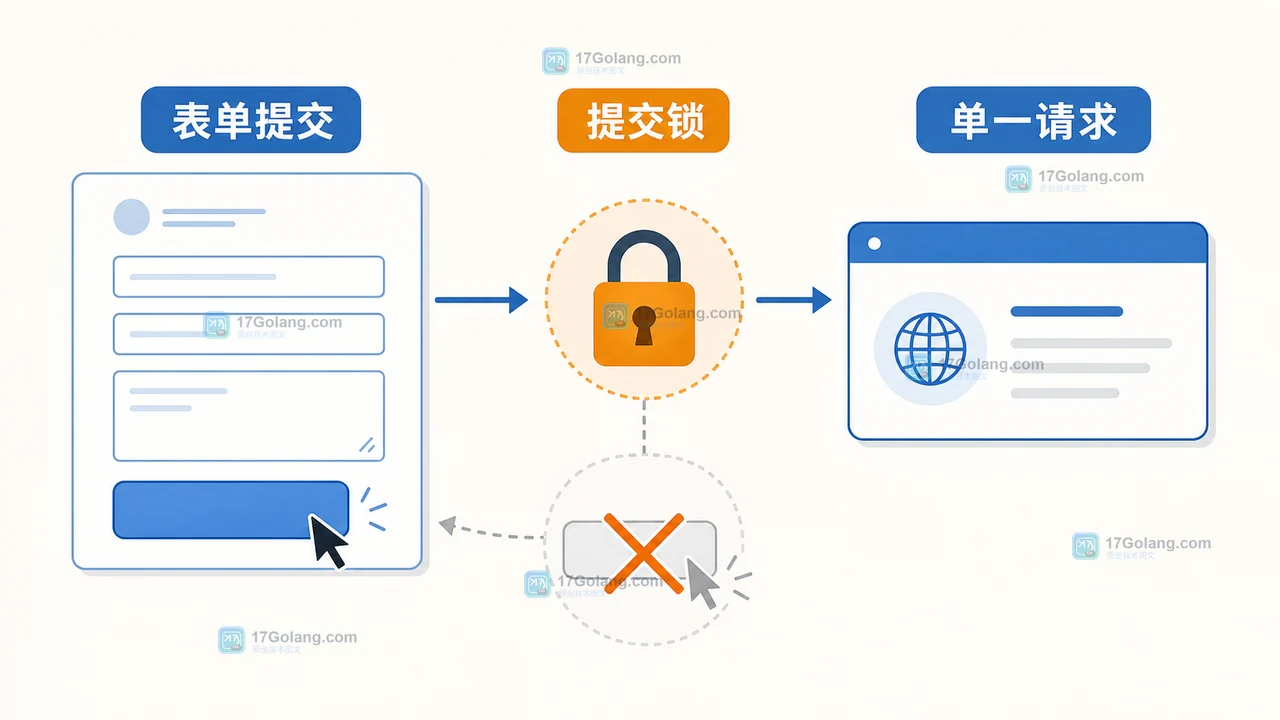 前端表单从提交事件到单一请求的状态流转示意