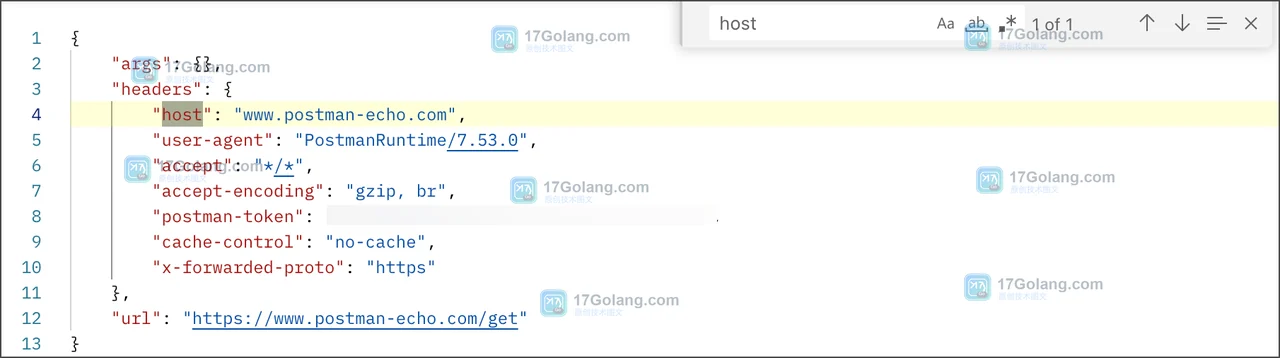Postman 官方响应查看器可以搜索响应内容,便于把保存的 JSON 与原始响应字段逐项核对