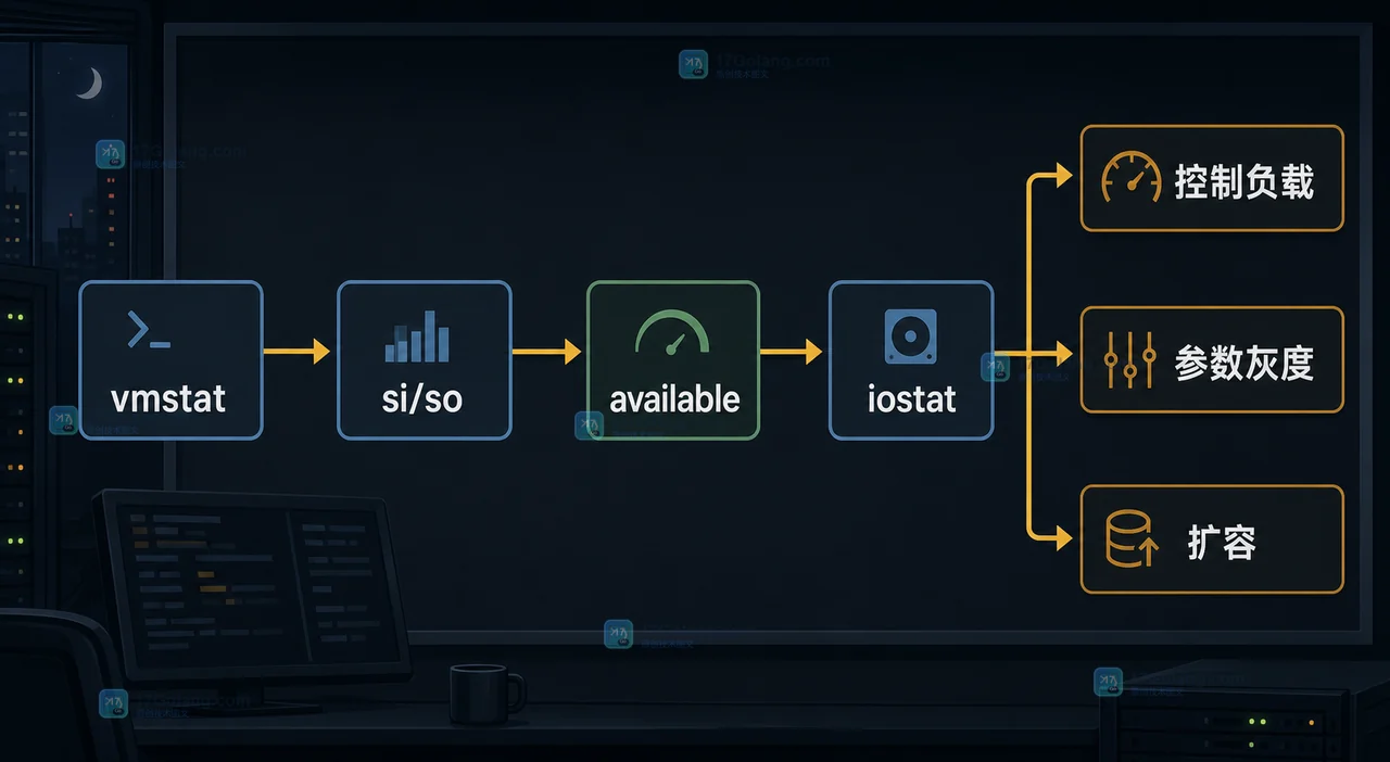 Linux 内存压力判断路径:从 vmstat 的 si/so 到 free、iostat、进程 RSS,再决定负载控制、参数灰度或扩容