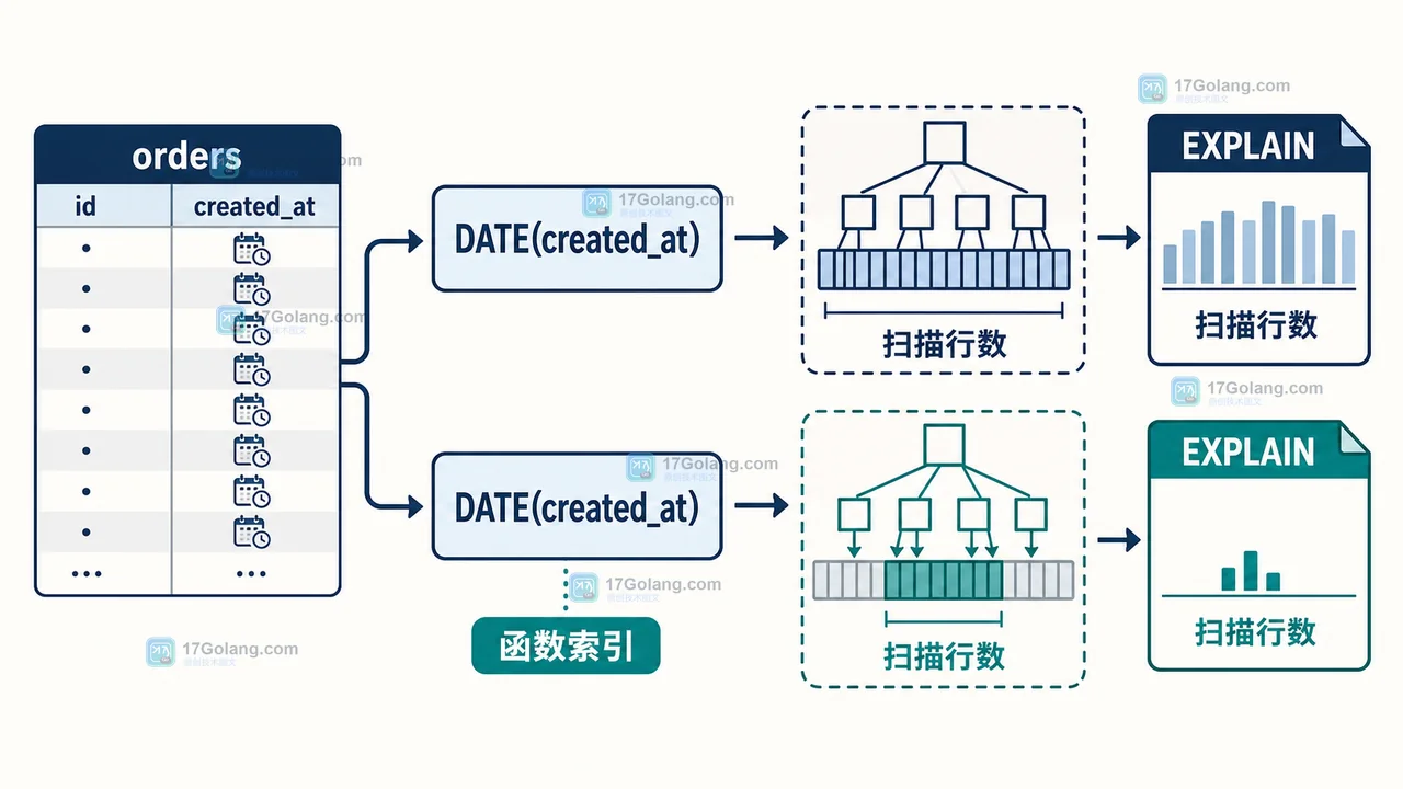 MySQL 日期表达式筛选从函数包裹到匹配函数索引的执行计划核对